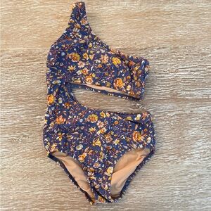 Crewcuts Sz 6/7 Floral One-Shoulder Kids Swimwear
